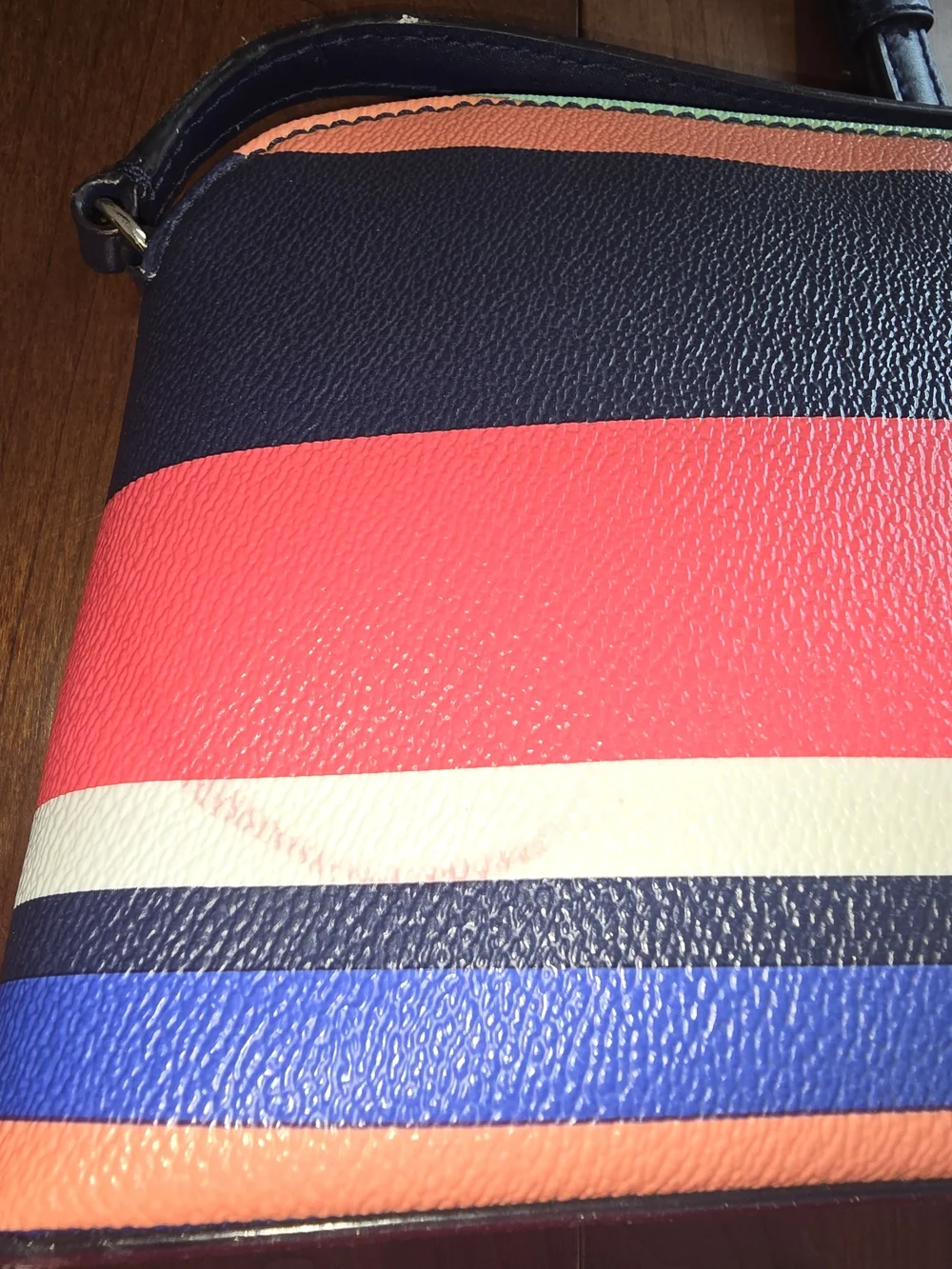 kate spade Navy & Coral Stripe Crossbody Bag, EUC